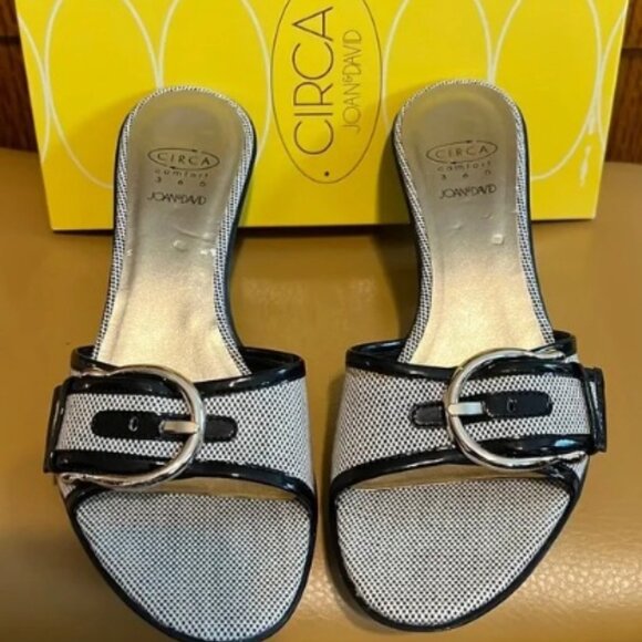 EUC - Joan & David Black/White Fabric Slides (7M) - Picture 3 of 6